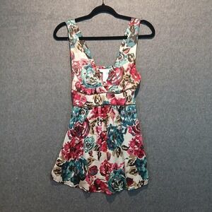 Charlotte Russe S floral tank blouse fairy core boho watercolor semi sheer y2k